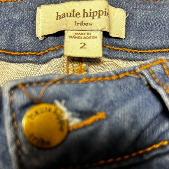 Haute Hippie Tribe Mid-Rise Women's Denim Jeans with Lace Hem Size 2 - Picture 6 of 8